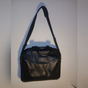 Dell Black Leather Laptop Shoulder Bag